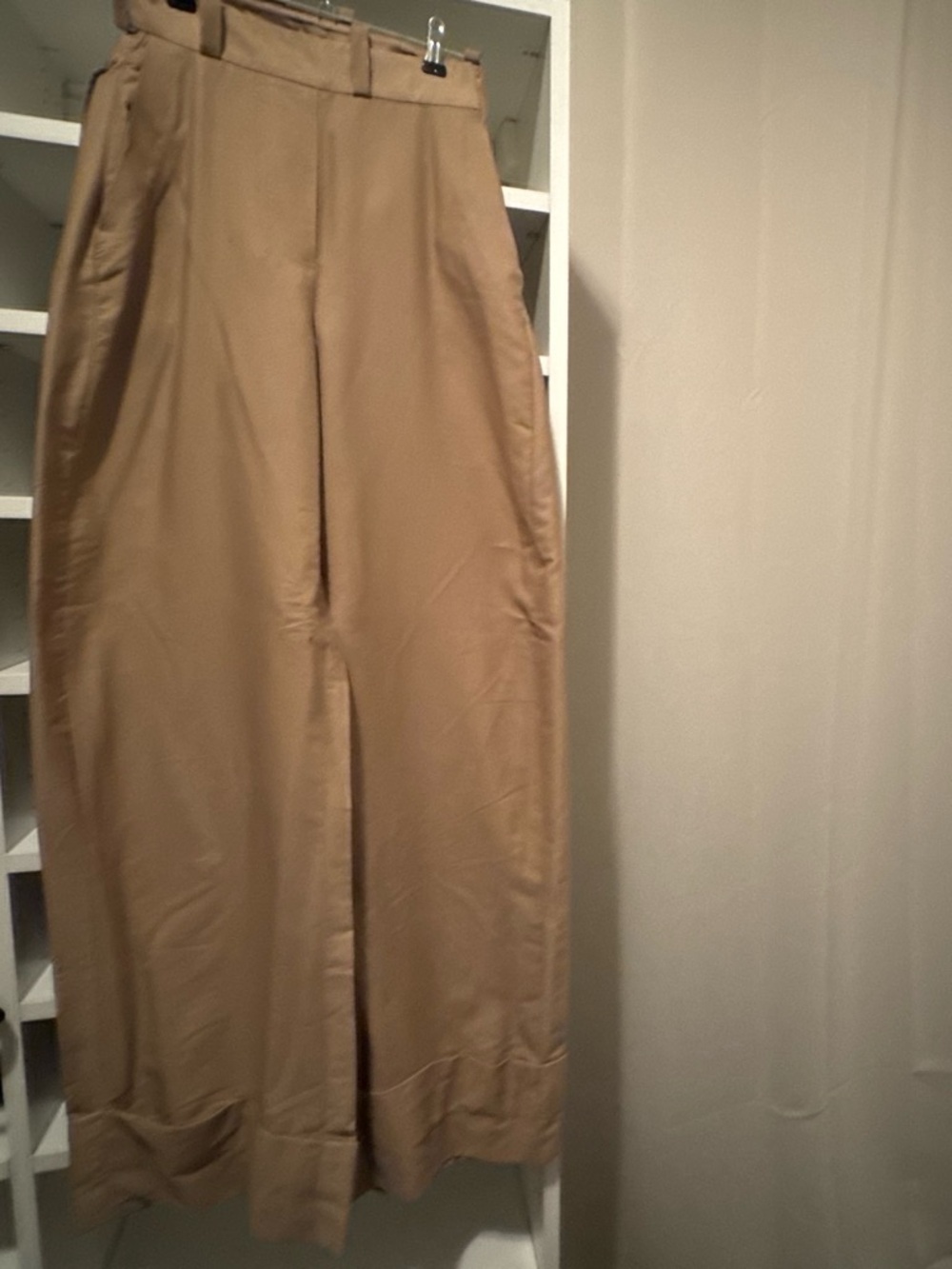 Classic High-Waist Wide-Leg Trousers - Tan